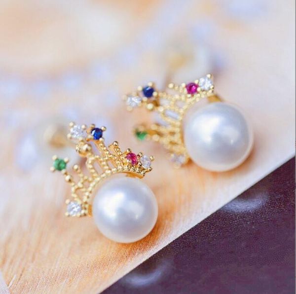 freshwater pearl earrings 14k crystal crown ear studs lady/girl fashion jewelr, Golden;silver
freshwater pearl earrings 14k crystal crown ear studs lady/girl fashion jewelr, Golden;silver