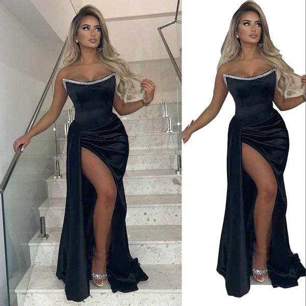 2023 prom dresses black strapless sleeveless sheath high side split sweep train crystal beads plus size evening gowns party dresses
2023 prom dresses black strapless sleeveless sheath high side split sweep train crystal beads plus size evening gowns party dresses