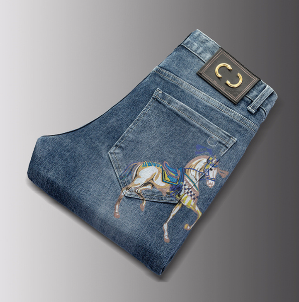 autumn and winter new men's jeans slim-fitting ankle-tied cotton elastic korean youth 3d printed long pants, Blue
autumn and winter new men's jeans slim-fitting ankle-tied cotton elastic korean youth 3d printed long pants, Blue