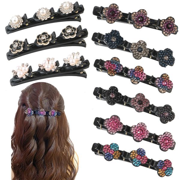 bling crystal flower ribbon braided hair clips fashion four leaves duckbill hairpin with 3 small clips rhinestones bangs barrettes for girls, Slivery;white
bling crystal flower ribbon braided hair clips fashion four leaves duckbill hairpin with 3 small clips rhinestones bangs barrettes for girls, Slivery;white