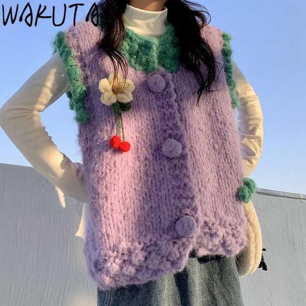 women's vests wakuta sweet floral sleeveless knitted cardigan women 2023 spring japanese lolita cute girls loose v neck sweater vest el, Black;white
women's vests wakuta sweet floral sleeveless knitted cardigan women 2023 spring japanese lolita cute girls loose v neck sweater vest el, Black;white