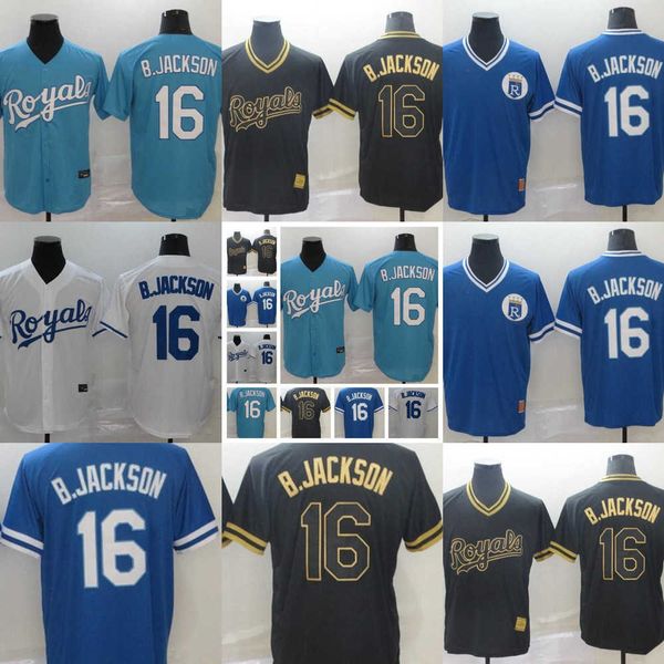 2021 royals jersey #16 bo jackson home blue white grey men women kids baseball jerseys, Blue;black