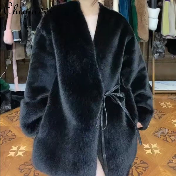 women's fur faux highend black longsleeved toka double face wool leather warm coat winter heavy casual loose elegant jacket 230111
women's fur faux highend black longsleeved toka double face wool leather warm coat winter heavy casual loose elegant jacket 230111