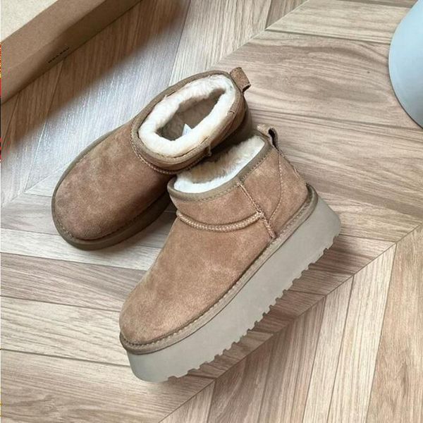 brand design mini platform boot woman winter wgg ankle australia snow ug boots thick bottom real leather warm fluffy booties with fur p kwum, Black
brand design mini platform boot woman winter wgg ankle australia snow ug boots thick bottom real leather warm fluffy booties with fur p kwum, Black
