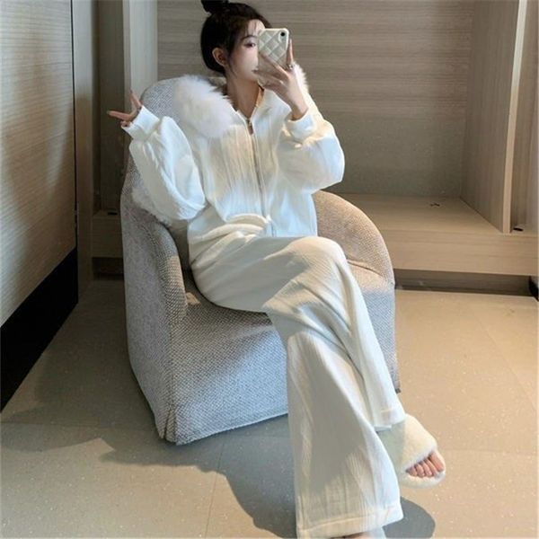 women s tracksuits fashion suit female spring autumn solid color hooded fur collar zipper coat elastic waist casual pants two piece set woma, Gray
women s tracksuits fashion suit female spring autumn solid color hooded fur collar zipper coat elastic waist casual pants two piece set woma, Gray