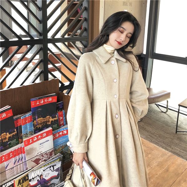 women's knits tees woolen coat women's spring and winter clothes korean style midlength slim waist hepburn thick wool trench 23011, White
women's knits tees woolen coat women's spring and winter clothes korean style midlength slim waist hepburn thick wool trench 23011, White