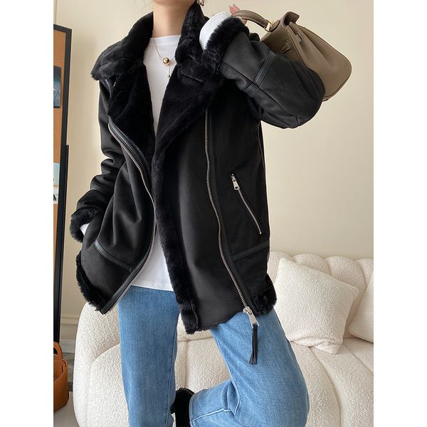 women's jackets fur one lamb wool lapel fashion doublesided short coat autumn and winter warm cotton 230111, Black;brown
women's jackets fur one lamb wool lapel fashion doublesided short coat autumn and winter warm cotton 230111, Black;brown