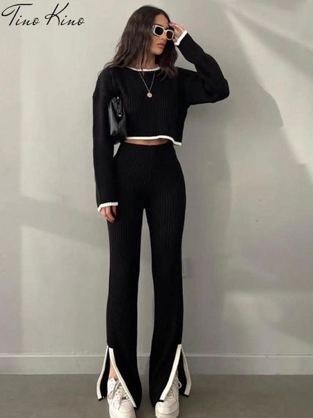 women s tracksuits casual two piece set women 2023 spring crop sweater high waist lady suits knit panelled side split trouser female 230112, Gray
women s tracksuits casual two piece set women 2023 spring crop sweater high waist lady suits knit panelled side split trouser female 230112, Gray