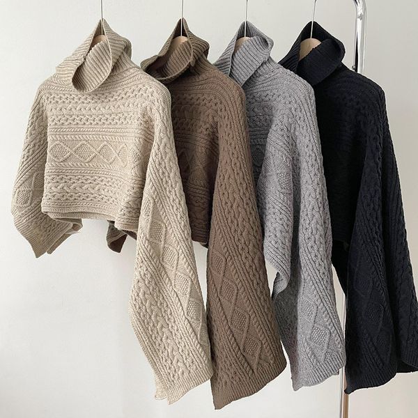 cloak sweater shawl autumn and winter high collar pullover knitted irregular outer jacket warm waistband collar fake collar, Blue;gray
cloak sweater shawl autumn and winter high collar pullover knitted irregular outer jacket warm waistband collar fake collar, Blue;gray