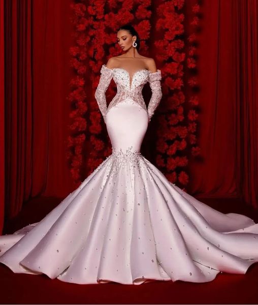 luxury mermaid wedding dresses long sleeves v neck backless beaded pearls sequins appliques formal dresses 3d lace bridal gowns plus size ve, White
luxury mermaid wedding dresses long sleeves v neck backless beaded pearls sequins appliques formal dresses 3d lace bridal gowns plus size ve, White