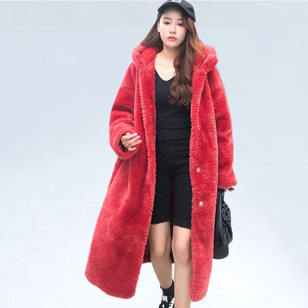 women's fur faux oversized winter jacket parka xlong warm coats hooded wool loose casaco feminino 230111, Black
women's fur faux oversized winter jacket parka xlong warm coats hooded wool loose casaco feminino 230111, Black