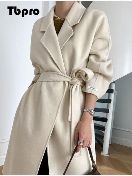 women's knits tees beige wool coat women with belt winter turndown collar harajuku elegant blend overcoat ladies thicken vintage 230111, White
women's knits tees beige wool coat women with belt winter turndown collar harajuku elegant blend overcoat ladies thicken vintage 230111, White