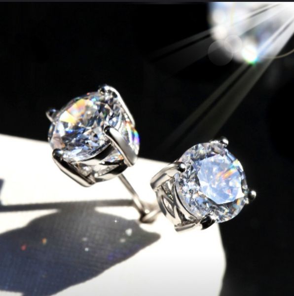 big stone four claws 5-8mm round created diamond earrings for women men female real 925 sterling silver stud earrings jewelry, Golden;silver
big stone four claws 5-8mm round created diamond earrings for women men female real 925 sterling silver stud earrings jewelry, Golden;silver