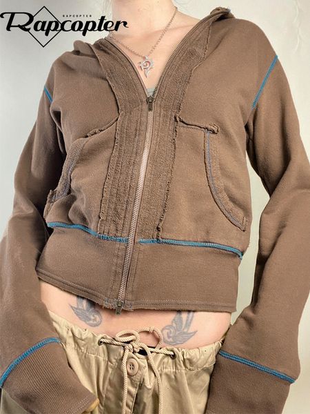 women's jackets rapcopter y2k zipper retro hooded coat pockets full sleeve women chic korean aesthetic autumn slim basic cloth 230111, Black;brown
women's jackets rapcopter y2k zipper retro hooded coat pockets full sleeve women chic korean aesthetic autumn slim basic cloth 230111, Black;brown