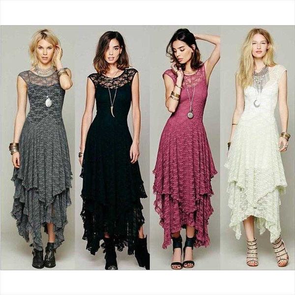 fashion womens casual dresses wear irregular high and low lace dress long, Black;gray
fashion womens casual dresses wear irregular high and low lace dress long, Black;gray