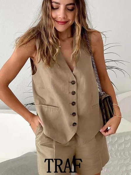 two piece dress traf 2023 summer 2 pieces sets women fashion linen-blend slim-fit sleeveless suit vest high waists shorts causal sets t23011, White
two piece dress traf 2023 summer 2 pieces sets women fashion linen-blend slim-fit sleeveless suit vest high waists shorts causal sets t23011, White
