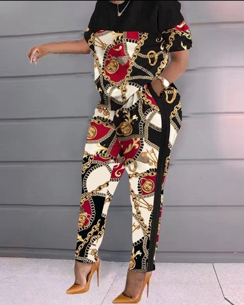 women's tracksuits two piece sets womens outifits fashion summer scarf chain print casual o-neck short sleeve pocket long pants set 230, Gray
women's tracksuits two piece sets womens outifits fashion summer scarf chain print casual o-neck short sleeve pocket long pants set 230, Gray