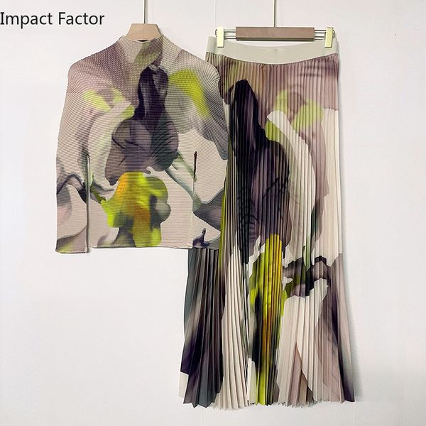 two piece dress miyake pleated women suit slim western print stand collar long sleeve oose skirt casual party set 230113, White
two piece dress miyake pleated women suit slim western print stand collar long sleeve oose skirt casual party set 230113, White