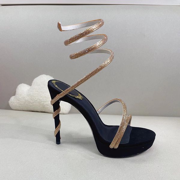 13cm women stiletto heel sandals platform sandals fashion luxury designer dress shoes satin snake shaped coiled rhinestone party wedding sho, Black
13cm women stiletto heel sandals platform sandals fashion luxury designer dress shoes satin snake shaped coiled rhinestone party wedding sho, Black