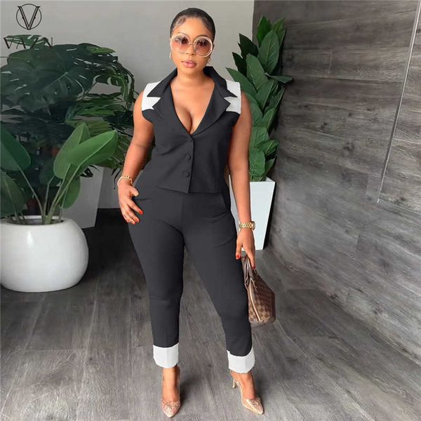 two piece dress 2022 new fashion casual street style 2 piece sets sleeveless lapel pockets long pants pure color women sets t230113, White
two piece dress 2022 new fashion casual street style 2 piece sets sleeveless lapel pockets long pants pure color women sets t230113, White