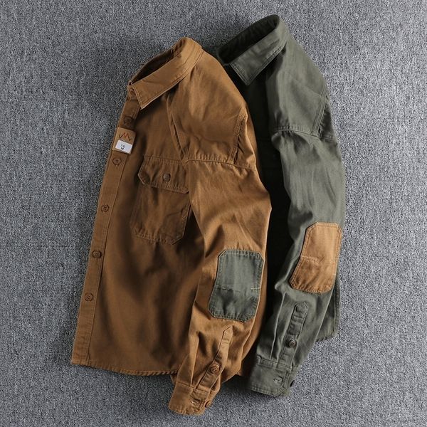 men s t shirts sleeve patch washed grain woven cotton long sleeve shirt daily tooling retro trend youth thin coat 230112, White;black
men s t shirts sleeve patch washed grain woven cotton long sleeve shirt daily tooling retro trend youth thin coat 230112, White;black