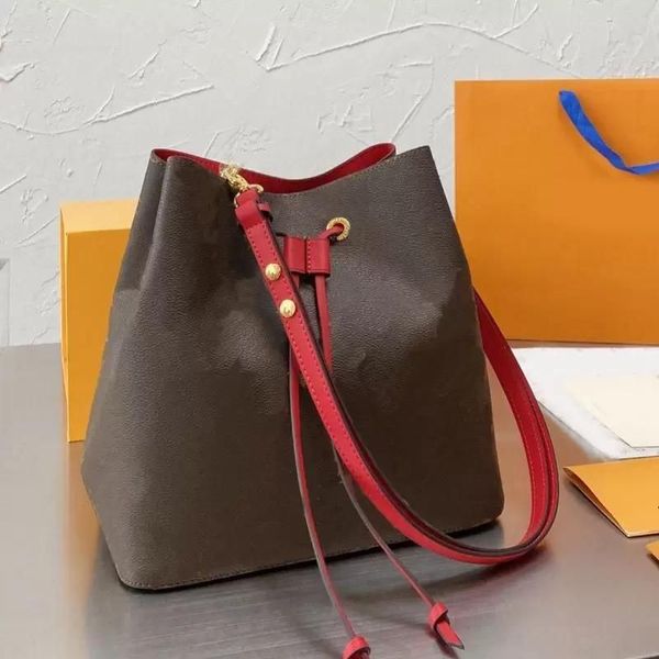 

1-1Designers Women Bucket Bag Designers Handbags Purse Wallet Female Floral Printed Leather Tote Messenger Crossbody Shoulder Bags, Brown