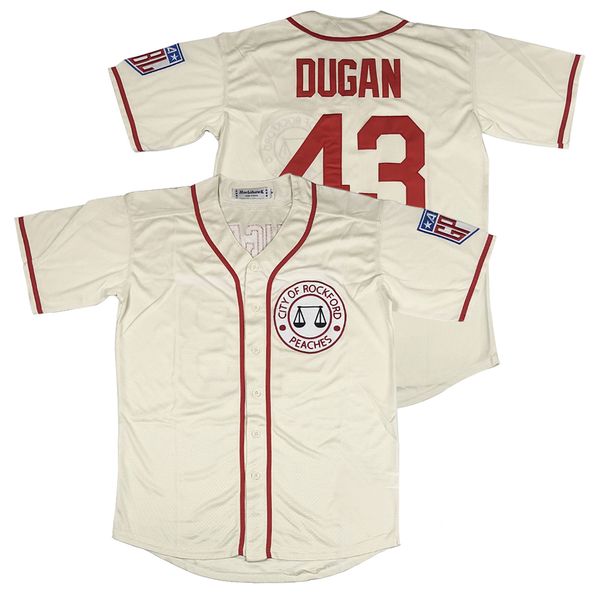#43 jimmy dugan city of rockford peaches a league of their own movie men's baseball jersey, Black;red
#43 jimmy dugan city of rockford peaches a league of their own movie men's baseball jersey, Black;red