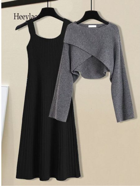 two piece dress fall winter knitted pieces sets womens outfits korean casual irregular long sleeve short sweaters and knitting dresses 23011, White
two piece dress fall winter knitted pieces sets womens outfits korean casual irregular long sleeve short sweaters and knitting dresses 23011, White