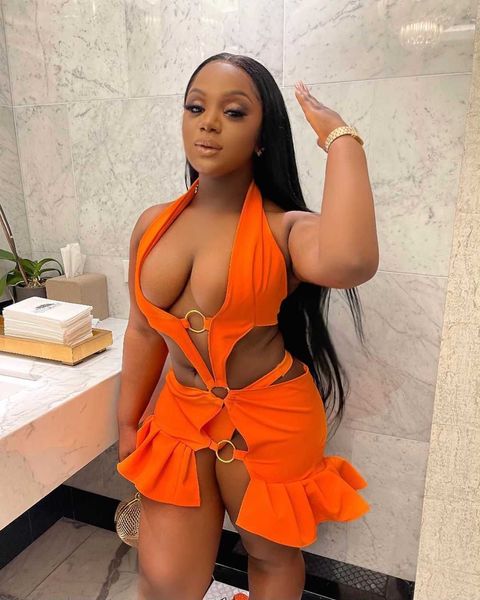 two piece dress echoine new orange 2 piece set halter backless mini dress ruffle hollow out metal ring dresses party night club vestidos t23, White
two piece dress echoine new orange 2 piece set halter backless mini dress ruffle hollow out metal ring dresses party night club vestidos t23, White