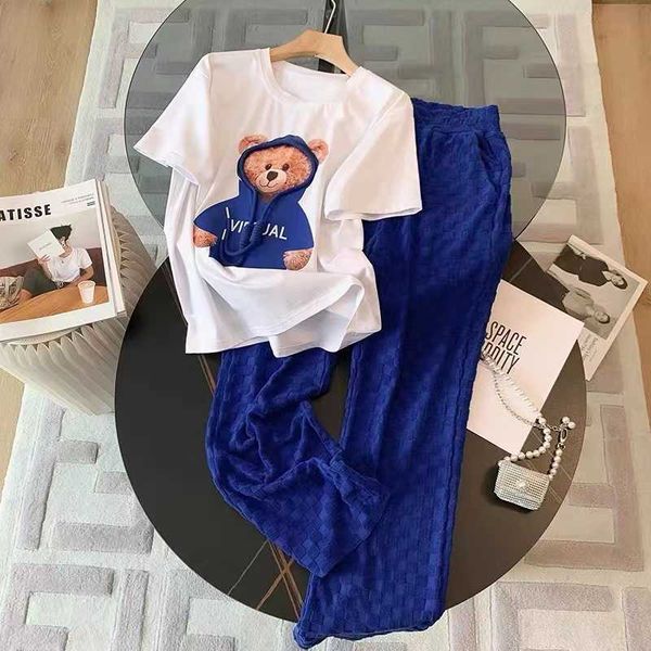 two piece dress women's cute cartoon suits white bear print o-neck short sleeve t-shirt blue elastic waist trousers 2 piece pants set o
two piece dress women's cute cartoon suits white bear print o-neck short sleeve t-shirt blue elastic waist trousers 2 piece pants set o