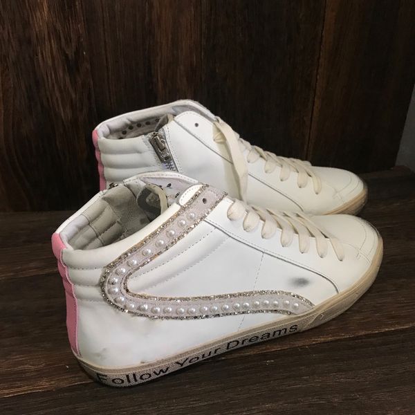 new italy designer golden mid slide star high sneaker mens woman casual shoes luxury sequin classic white do-old dirty star sneakers, Black
new italy designer golden mid slide star high sneaker mens woman casual shoes luxury sequin classic white do-old dirty star sneakers, Black