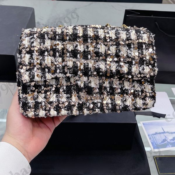 23ss shiny sequins quilted woolen flap bag classic metal hardware matelasse leather chain shoulder coins purse designer f/w luxury handbag c
23ss shiny sequins quilted woolen flap bag classic metal hardware matelasse leather chain shoulder coins purse designer f/w luxury handbag c