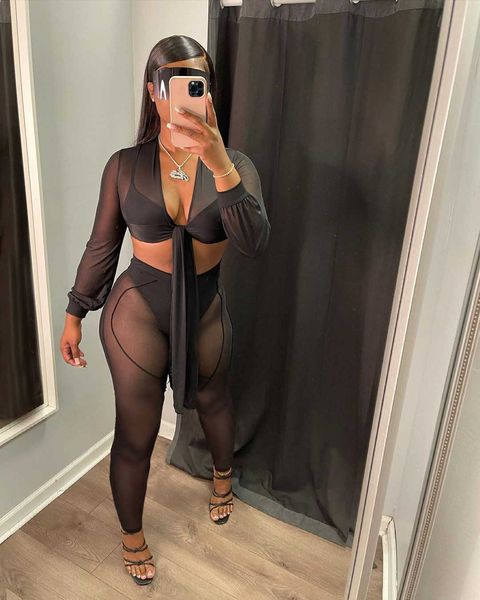 two piece dress echoine sheer mesh see through pants set two piece set lace up crop legging party night outfits street spring streetwear t23, White
two piece dress echoine sheer mesh see through pants set two piece set lace up crop legging party night outfits street spring streetwear t23, White