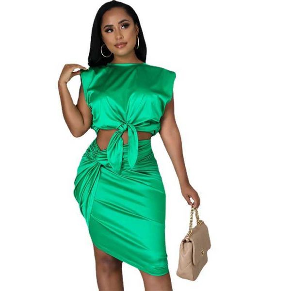 two piece dress echoine summer green silk hight quality sleeveless tank lace up pleated stacked skirt two piece set skinny skirt set outfits, White
two piece dress echoine summer green silk hight quality sleeveless tank lace up pleated stacked skirt two piece set skinny skirt set outfits, White