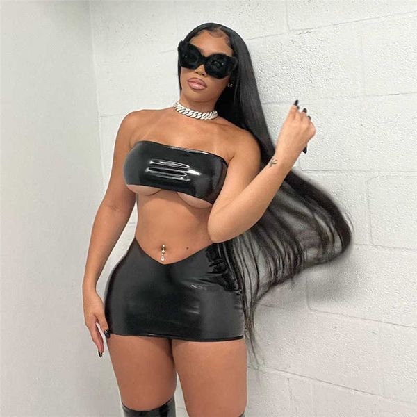 two piece dress echoine autumn pu leather strapless crop mini skirt two piece skinny tube skirt matching set party club outfits t230113, White
two piece dress echoine autumn pu leather strapless crop mini skirt two piece skinny tube skirt matching set party club outfits t230113, White