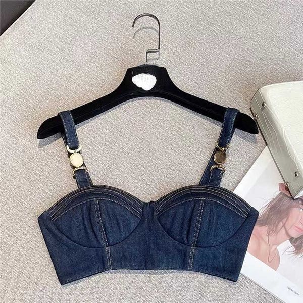 brand casual women's 2022 summer new girls body metal buckle short suspender denim vest women, White
brand casual women's 2022 summer new girls body metal buckle short suspender denim vest women, White