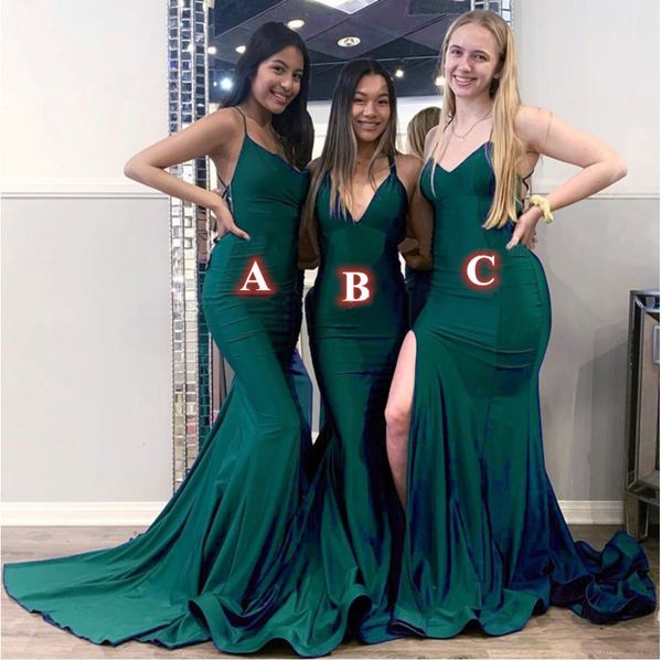 emerald green mermaid bridesmaid dresses spaghetti strap side split long maxi dress wedding party for women, White;pink
emerald green mermaid bridesmaid dresses spaghetti strap side split long maxi dress wedding party for women, White;pink
