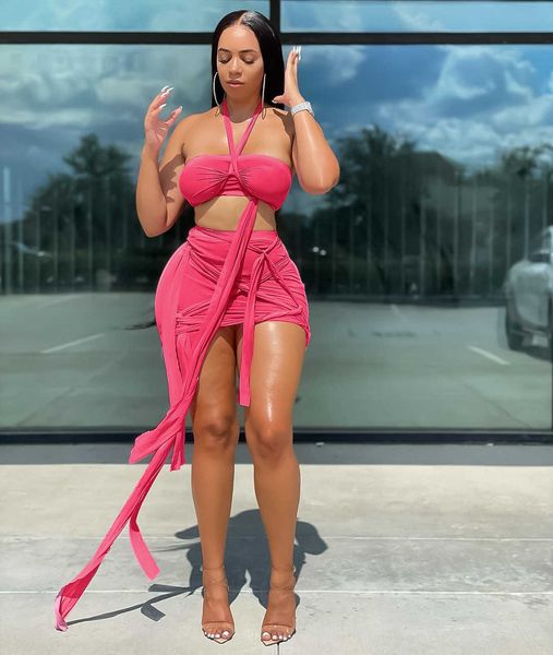two piece dress echoine new design strap rope skirt and two piece set summer bandage halter crop mini skirt party night outfits t230113, White
two piece dress echoine new design strap rope skirt and two piece set summer bandage halter crop mini skirt party night outfits t230113, White
