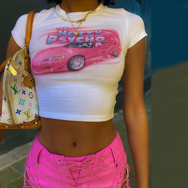 women s t shirt summer printing short sleeve o neck crop clothes 90s vintage sweet y2k harajuku casual slim streetwear navel 230112, White
women s t shirt summer printing short sleeve o neck crop clothes 90s vintage sweet y2k harajuku casual slim streetwear navel 230112, White