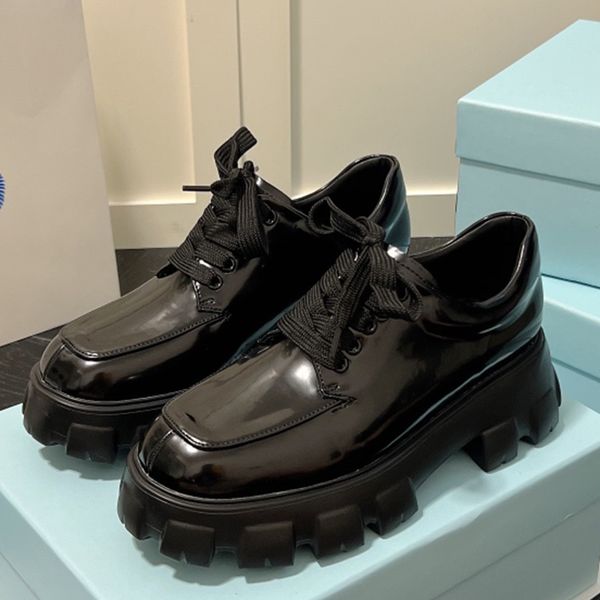 women shoes designer loafer triangular mark p lace-up leather thick bottom heighten rubber shoe 35-41, Black
women shoes designer loafer triangular mark p lace-up leather thick bottom heighten rubber shoe 35-41, Black