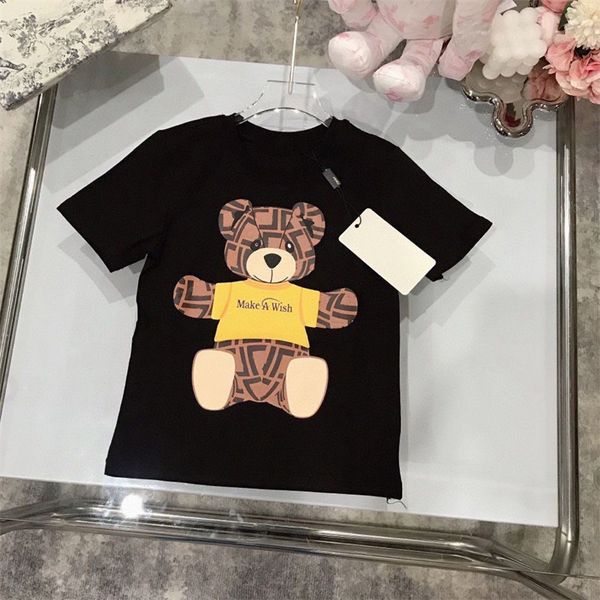 

Designer Kids Cartoon Tee Shirts Girls Luxury Short Sleeved Shirt Childrens Fashion Tops Kid Summer Clothes High Quality Childrens Clothing, Black