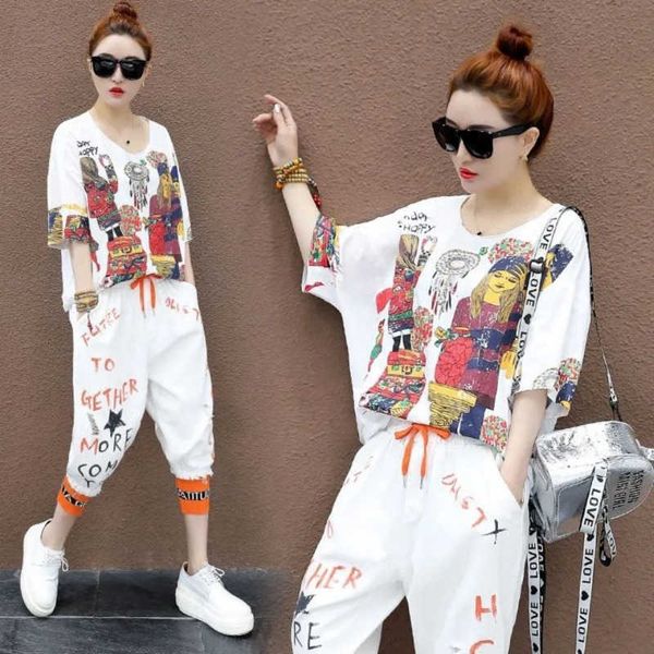 two piece dress women's suit summer short sleeved t-shirt and harem calf-length pants 2022 new fashion korean loose leisure sports two, White
two piece dress women's suit summer short sleeved t-shirt and harem calf-length pants 2022 new fashion korean loose leisure sports two, White
