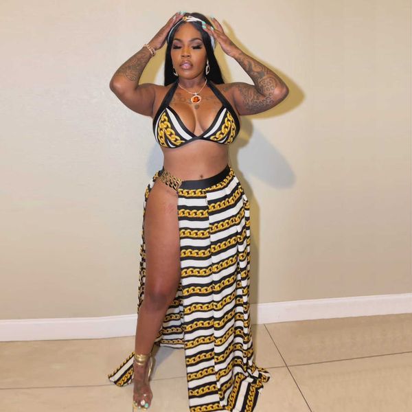 two piece dress echoine fashion gold chain print bikini suit beach bra scarf and cover up skirt 3 piece set swimwear party outfits summer t2, White
two piece dress echoine fashion gold chain print bikini suit beach bra scarf and cover up skirt 3 piece set swimwear party outfits summer t2, White