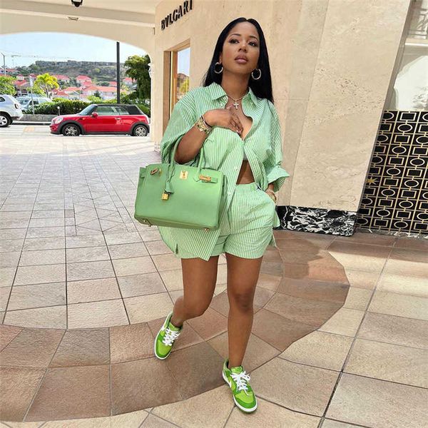 two piece dress echoine green striped print long sleeve shirt and shorts two piece set outfits streetwear women clothing tracksuit autumn t2, White
two piece dress echoine green striped print long sleeve shirt and shorts two piece set outfits streetwear women clothing tracksuit autumn t2, White