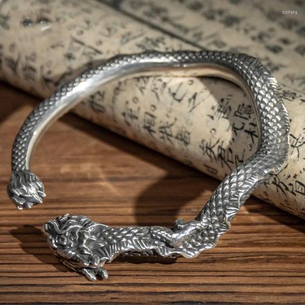 bangle vintage silver color dragon pattern open bracelet men's hip hop punk banquet jewelry accessories gift, Black
bangle vintage silver color dragon pattern open bracelet men's hip hop punk banquet jewelry accessories gift, Black