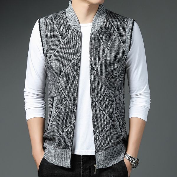 men s vests autumn winter sweater vest thick sleeveless cardigan s knitted waistcoat fashion stand collar knit 230112, Black;white
men s vests autumn winter sweater vest thick sleeveless cardigan s knitted waistcoat fashion stand collar knit 230112, Black;white