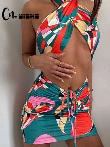 two piece dress cnyishe fashion boho two piece suits halter cross scarf drawstring mini skirt matching sets women tracksuits autumn outfits, White
two piece dress cnyishe fashion boho two piece suits halter cross scarf drawstring mini skirt matching sets women tracksuits autumn outfits, White