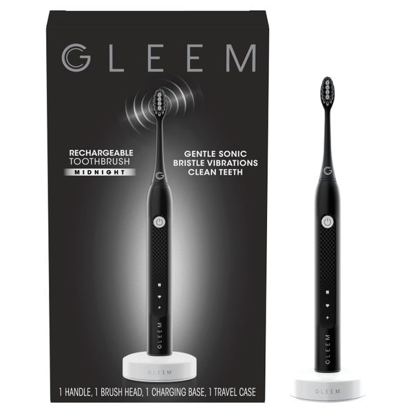 gleem rechargeable electric toothbrush midnight black
gleem rechargeable electric toothbrush midnight black