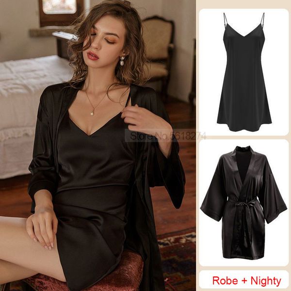 women s robe satin set women sleepwear casual intimate lingerie faux silk nightdress kimono bathrobe gown v neck nightwear 230112
women s robe satin set women sleepwear casual intimate lingerie faux silk nightdress kimono bathrobe gown v neck nightwear 230112