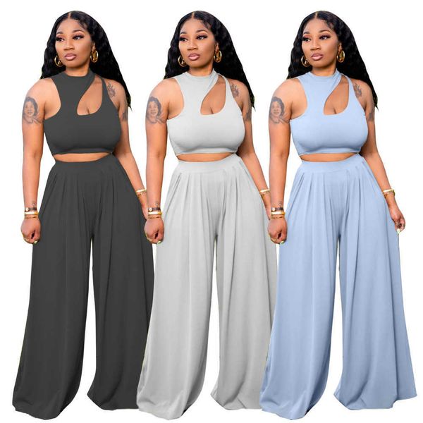 two piece dress echoine hollow out tank crop vest and wide leg pants two piece set casual fashion women streetwear outfits summer cloth t230, White
two piece dress echoine hollow out tank crop vest and wide leg pants two piece set casual fashion women streetwear outfits summer cloth t230, White